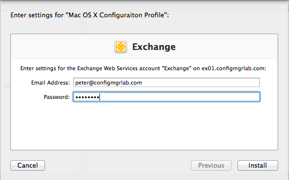 Configure the user settings for the Exchange Profile